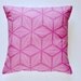 Cotton and Linen Removable Throw Pillow Cover - Magenta and White Star Pattern - 16x16 Inch