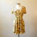 Zooey Deschanel Style Dress / 80s / Yellow Floral Summer Dresses / M