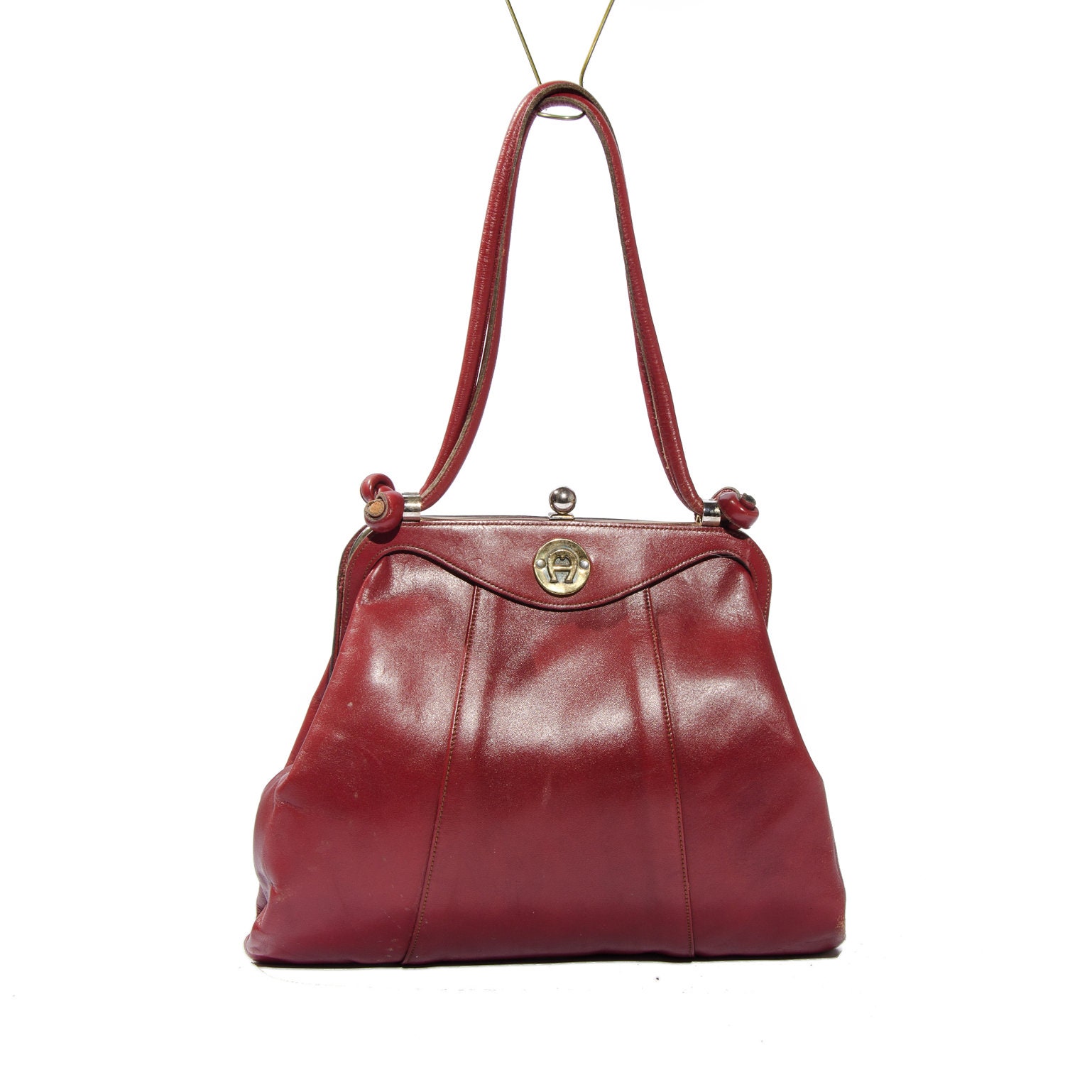 Etienne Aigner Vintage Kiss Lock Purse Burgundy Shoulder Bag