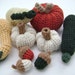 Crochet Pumpkin Acorn Squash Fall Thanksgiving Holiday Decoration Rustic Country Vegetables Toy Set of 9