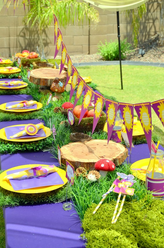 TANGLED Party - Bunting, Tangled Flags, Tangled Banner - RAPUNZEL Girls Birthday Party - Tangle Princess - Disney - INSTANT Download Il_570xn