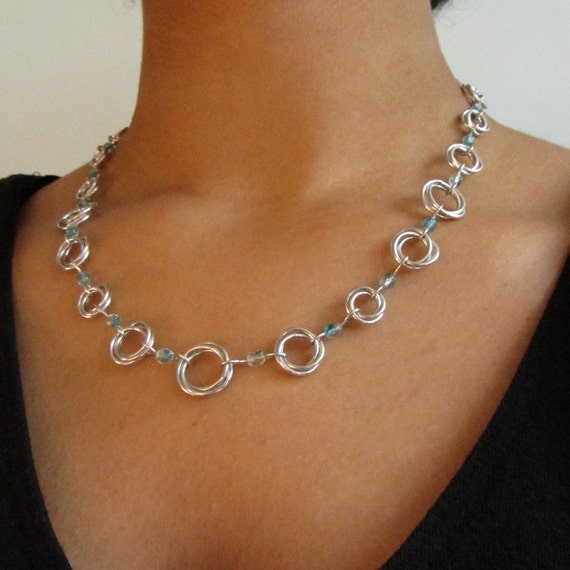 Items similar to Mobius Chainmaille Necklace in Bright Aluminum with ...