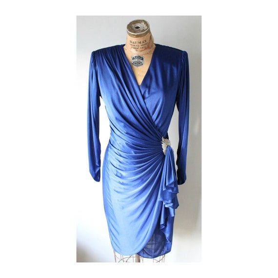 SALE 80s Sapphire Blue Cocktail Party Dress / by EstherWooVintage
