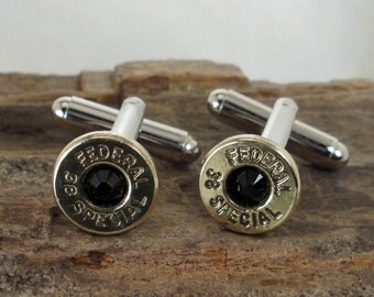 Bullet Cufflinks - Two Toned - Black Jet - Federal 38 SPL