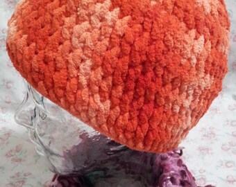 Varigated orange crochet beanie hat