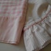 Vintage Pillowcases 2 single cotton pink gingham & pink striped ruffle