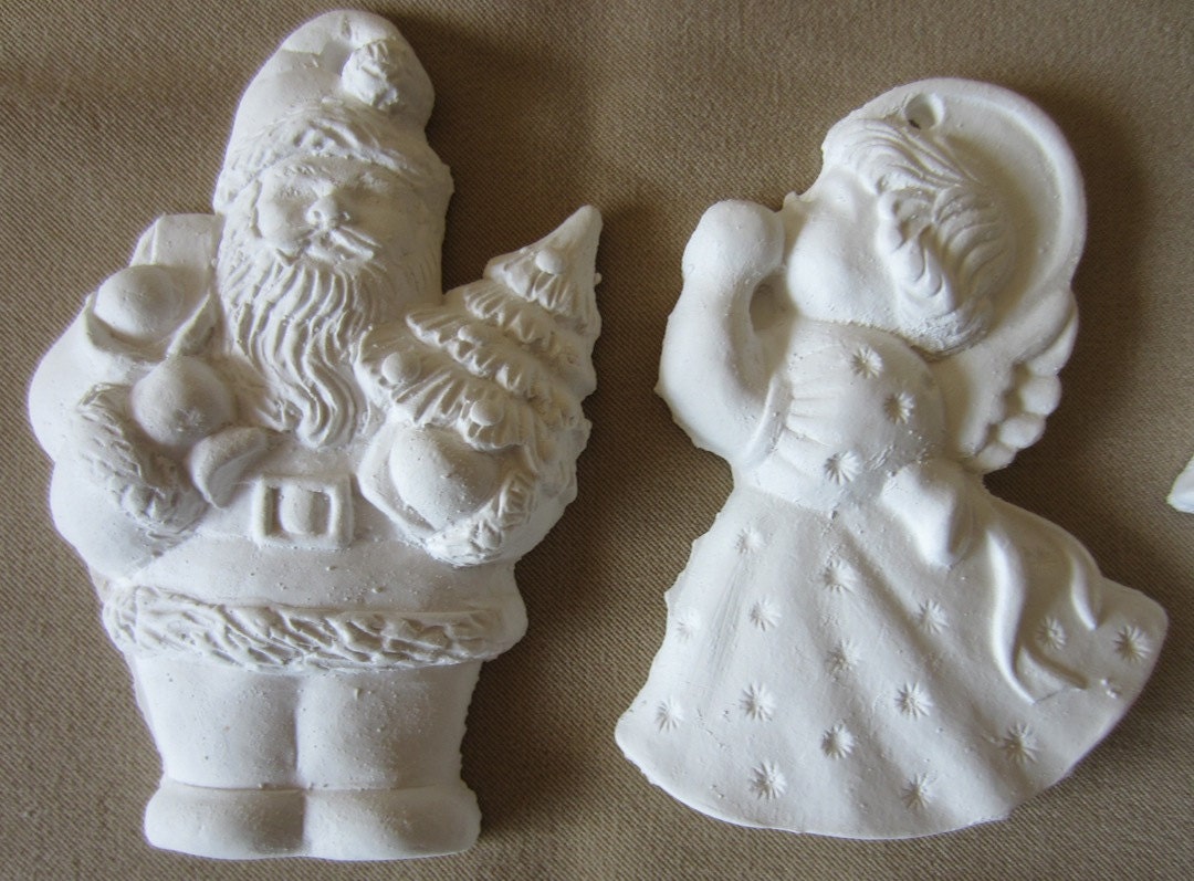 Paintable Plaster Christmas Ornament Collection