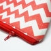 Coral chevron cosmetic bag 7 inch zipper pouch white