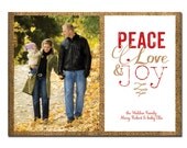 Rustic Photo Christmas Card Classic Burlap Chic Peace Love & Joy Elegant Holiday Card DIY Digital or Printed - Waldon style Il_170x135