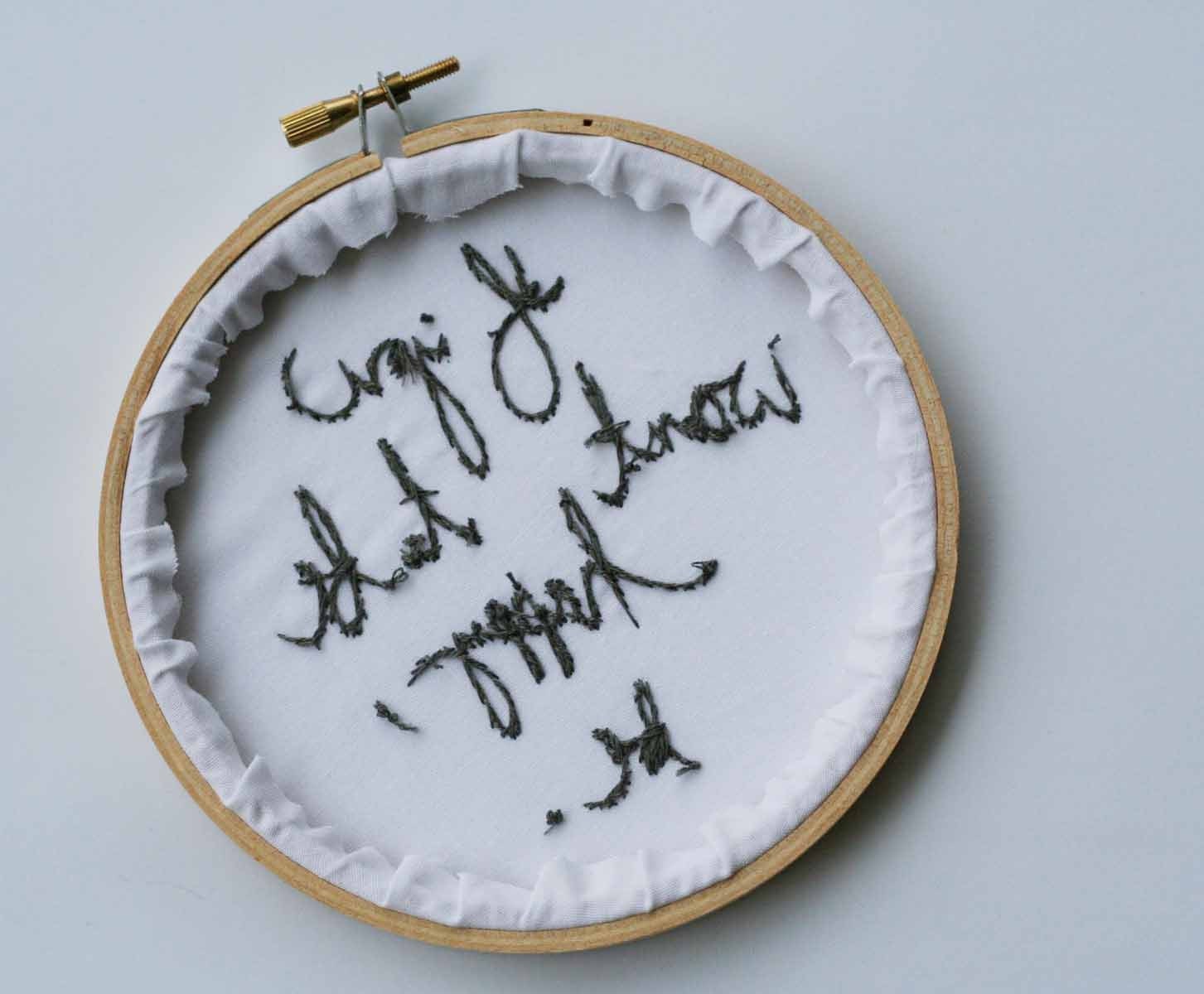 Gray embroidery hoop art / silver grey home decor / be happy