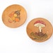 Mushroom and Fruit Wooden Wall Plaques Pair Vintage Kitchen Wall Decor Farmhouse Cottage