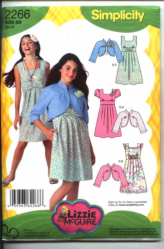 McGUIRE PATTERN Simplicity 2266 Girls Size 7-10 Dress and Jacket New ...