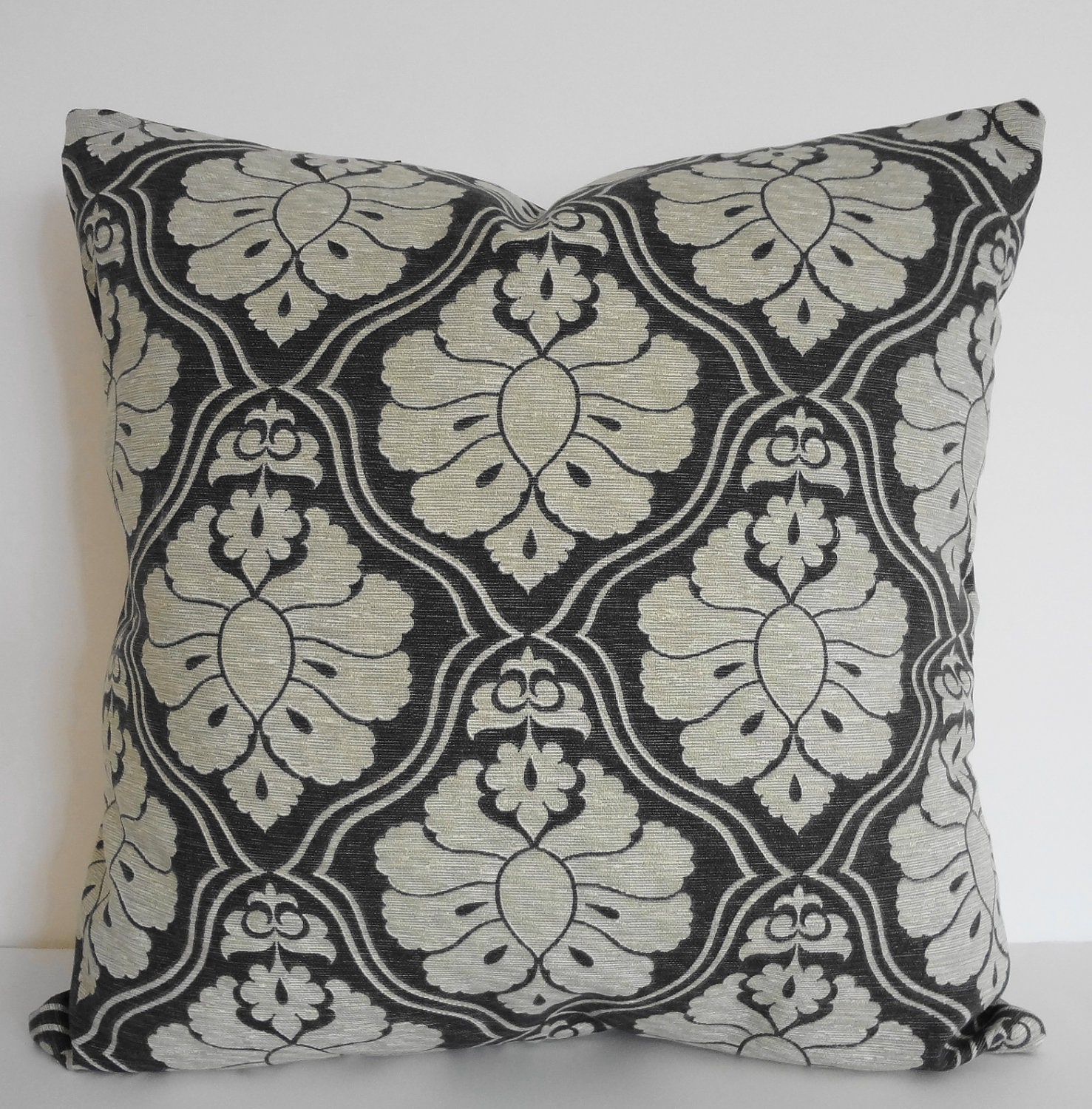 Decorative Grey Pillow Cover Gray Olive Green Accent