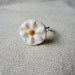 Handmade Ceramic Daisy, Adjustable Ring, Romantic Style, Lightweight, White, Yellow Flower