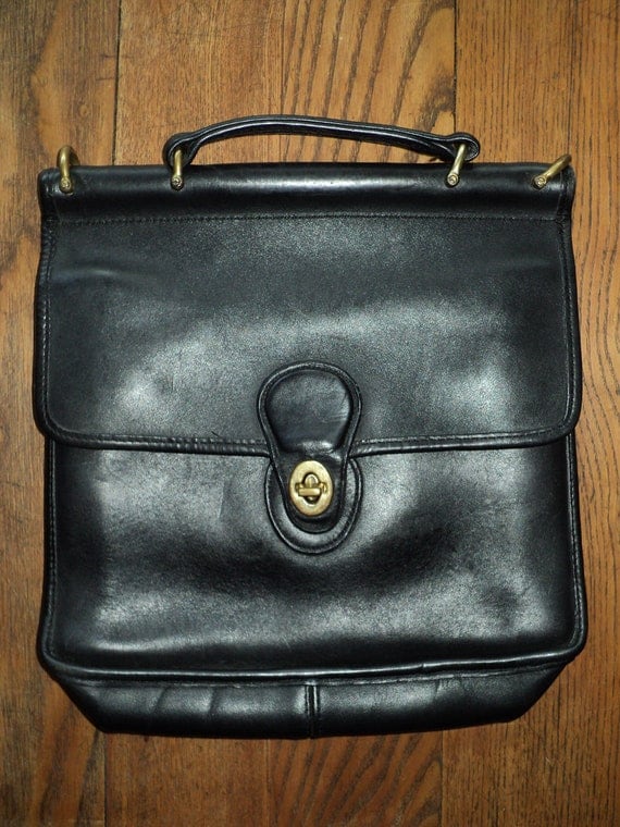 Vintage Coach Saddle Style Bag/Purse Classic Black by RRGS