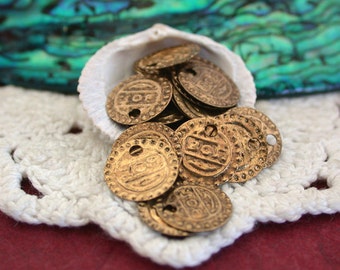 Brass Coins, Coin Charms, Brass Coin Stampings, Belly Dancing Coins, Costume Coins MB-015-30
