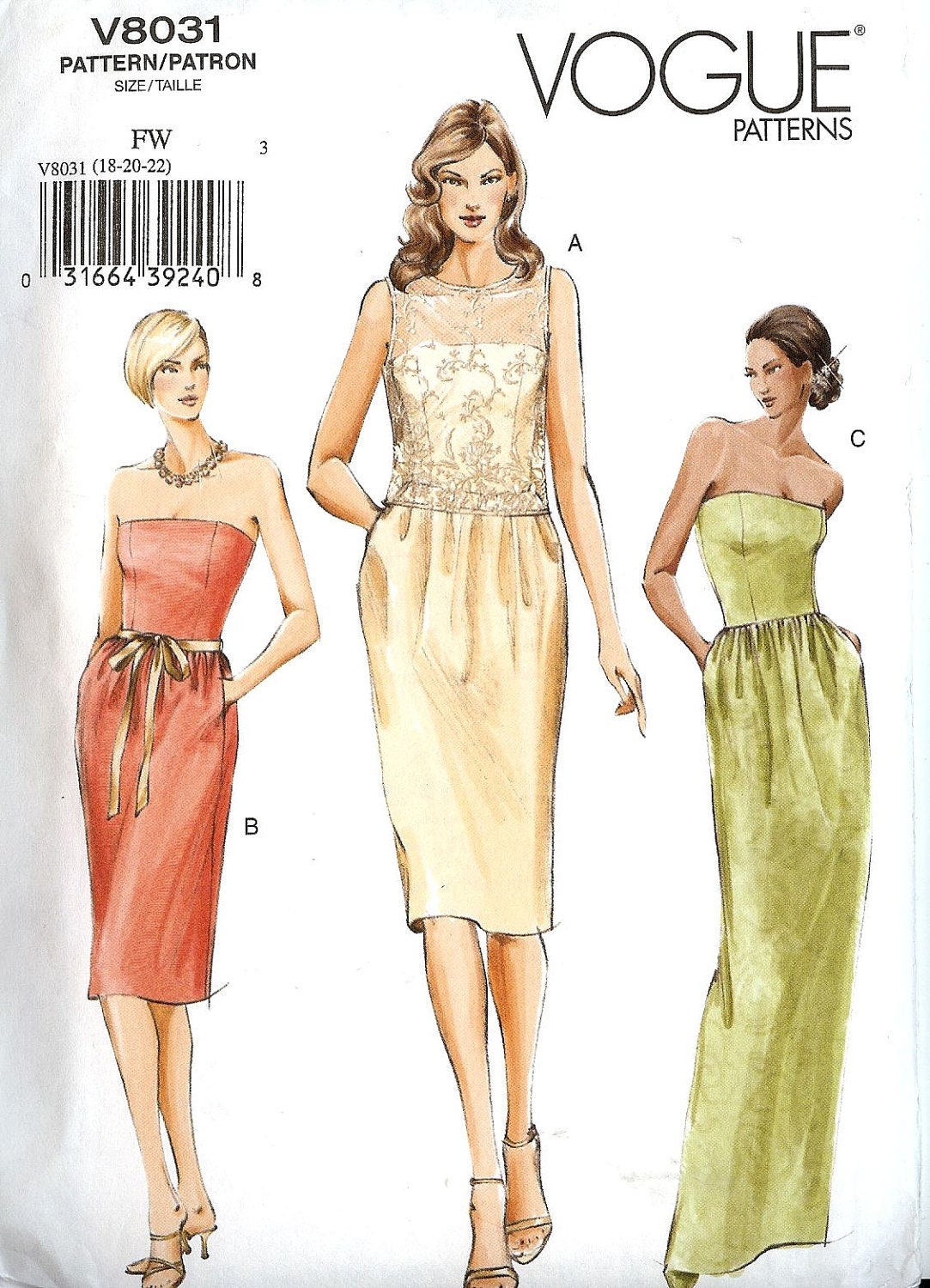 PATTERN vogue 8031 Strapless Dress fitted bodice by whitestarheart