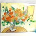 Yellow Abstract Floral Painting Original on Small Canvas "Sunny Bouquet in Vase"
