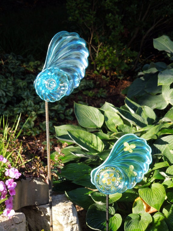 Glass yard ART glass plate flowers for GARDEN or YARD