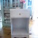 SALE Vintage chippy painted white cabinet drawer shelves shabby chic cottage prairie