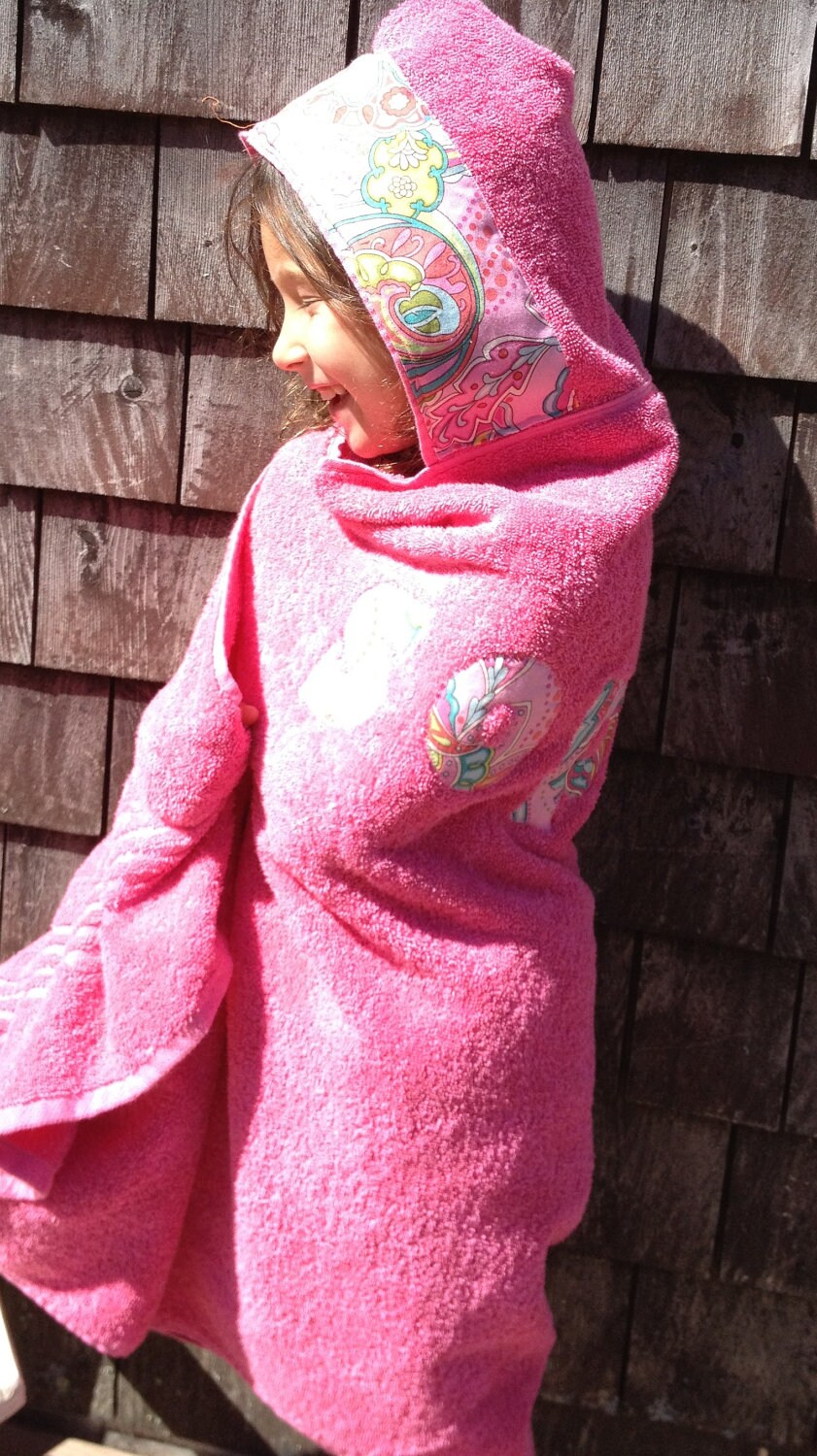 hooded towel girls personalized towel pink beach pool bath