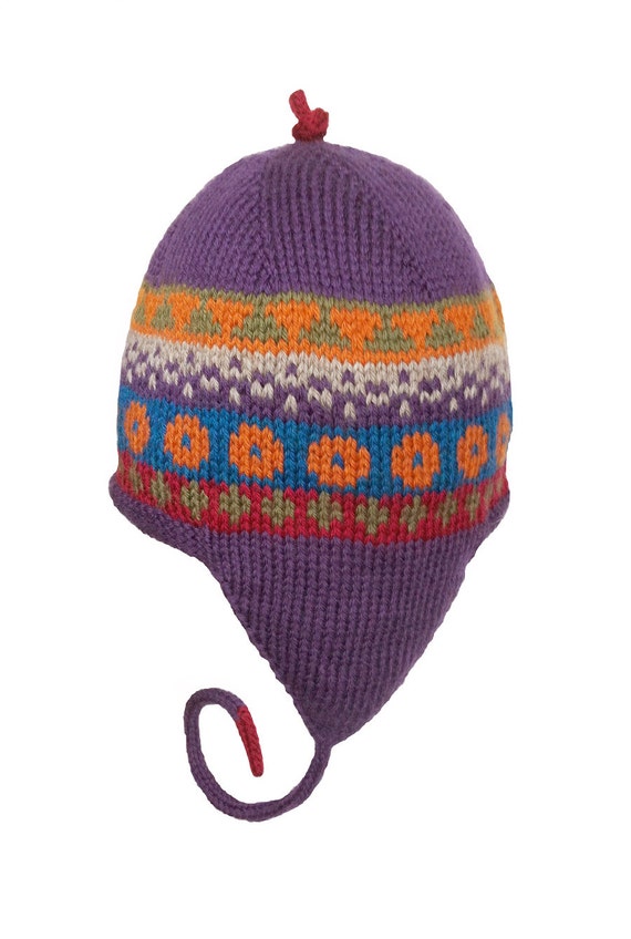 Hand Knit Earflap Hat Women Men Original Icelandic Design