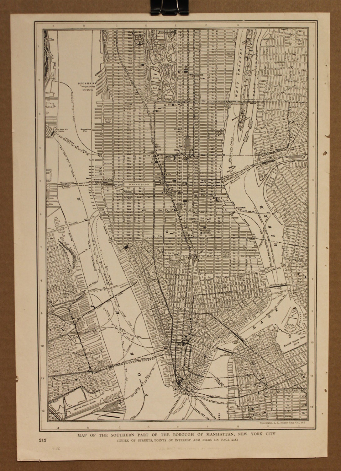 Vintage Map Manhattan New York City New York Street Map

