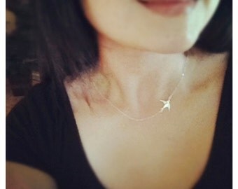 Swallow Bird Necklace, Bird Sideways Necklace, Bird Necklace, All Sterling Silver, Simple, Everyday Jewelry, Mothers Gift, Best Friends