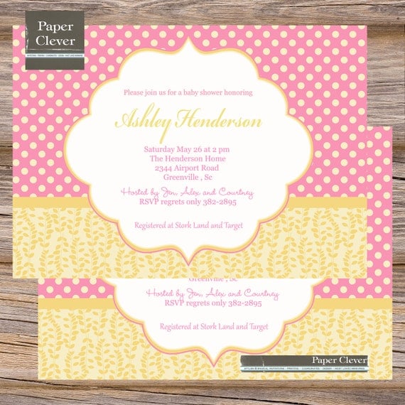 Pink Lemonade Themed Baby Shower Invitations 3