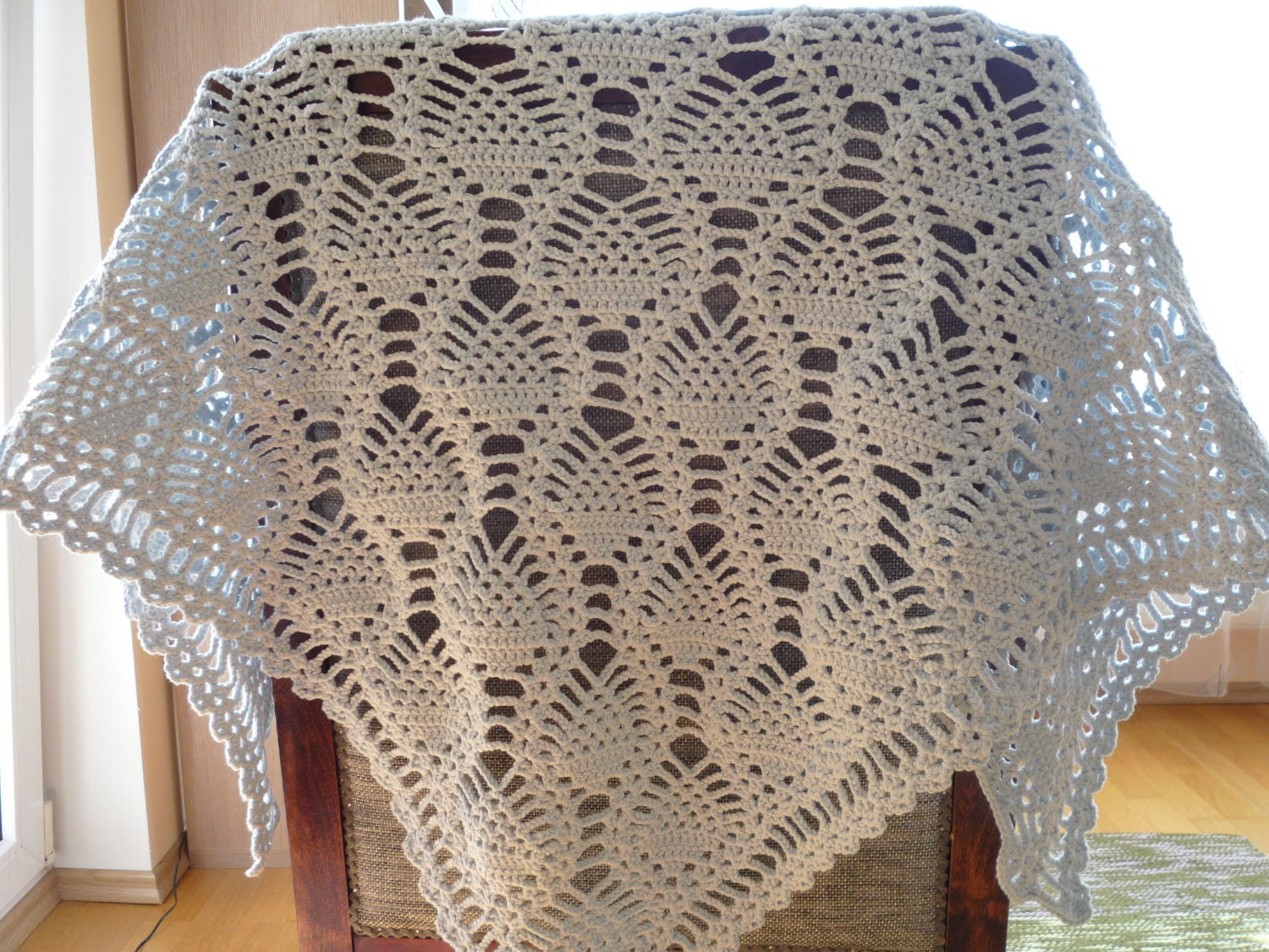 ON SALE 30 Crochet pineapple lace shawl