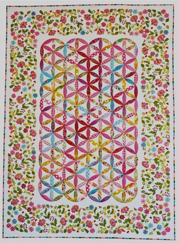 Jessie Raw Edge Applique Quilt Coverlet Pattern by Kellie