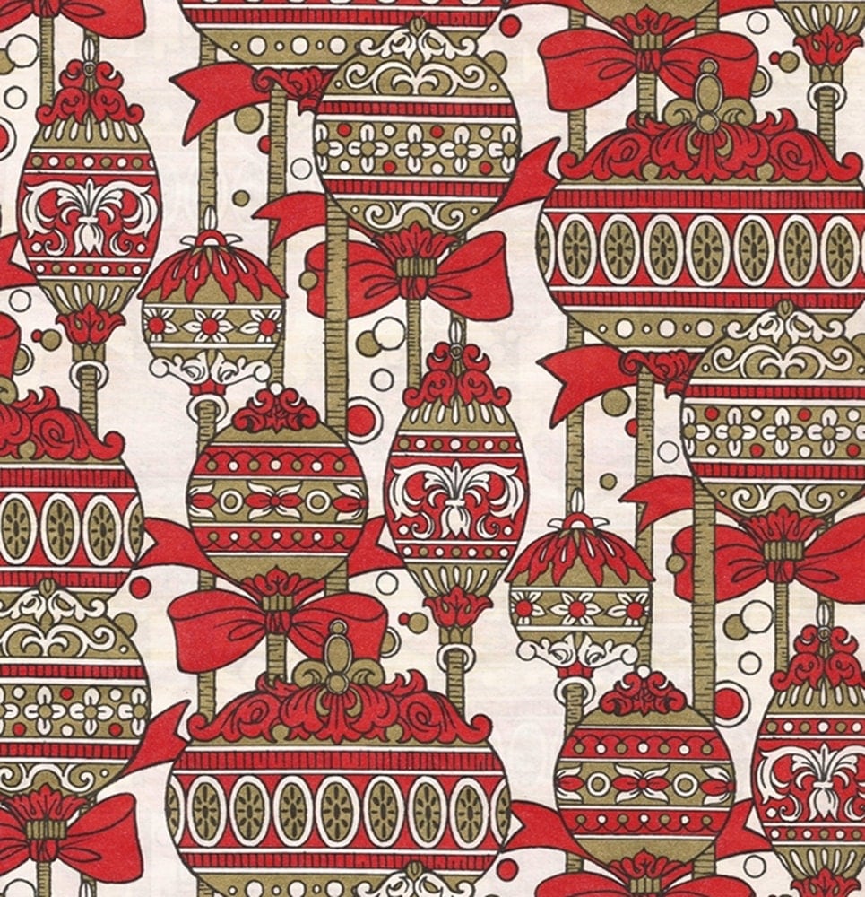 Vintage Wrapping Paper Christmas Ornament Art by TheBabyDynosaur