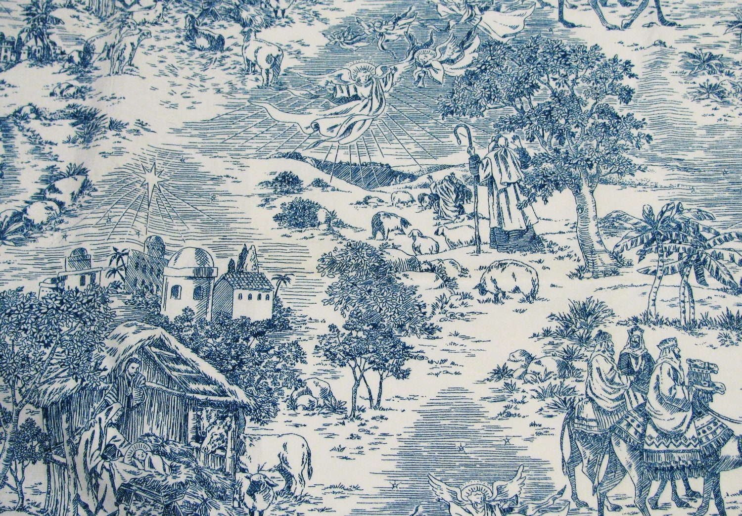 Christmas Nativity Toile Fabric by Daisy Kingdom 1/2 yard