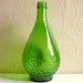 Large Green Glass Bottle Grapes Relief Tall Vase Half Gallon