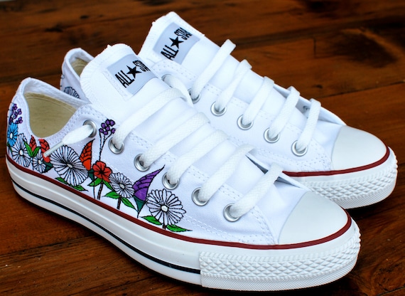 Custom hand painted flowers on low top Converse Chuck Taylor All Stars