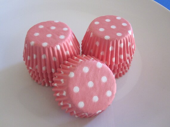 60 Mini Light Pink Polka Dot Cupcake Liners Il_570xn