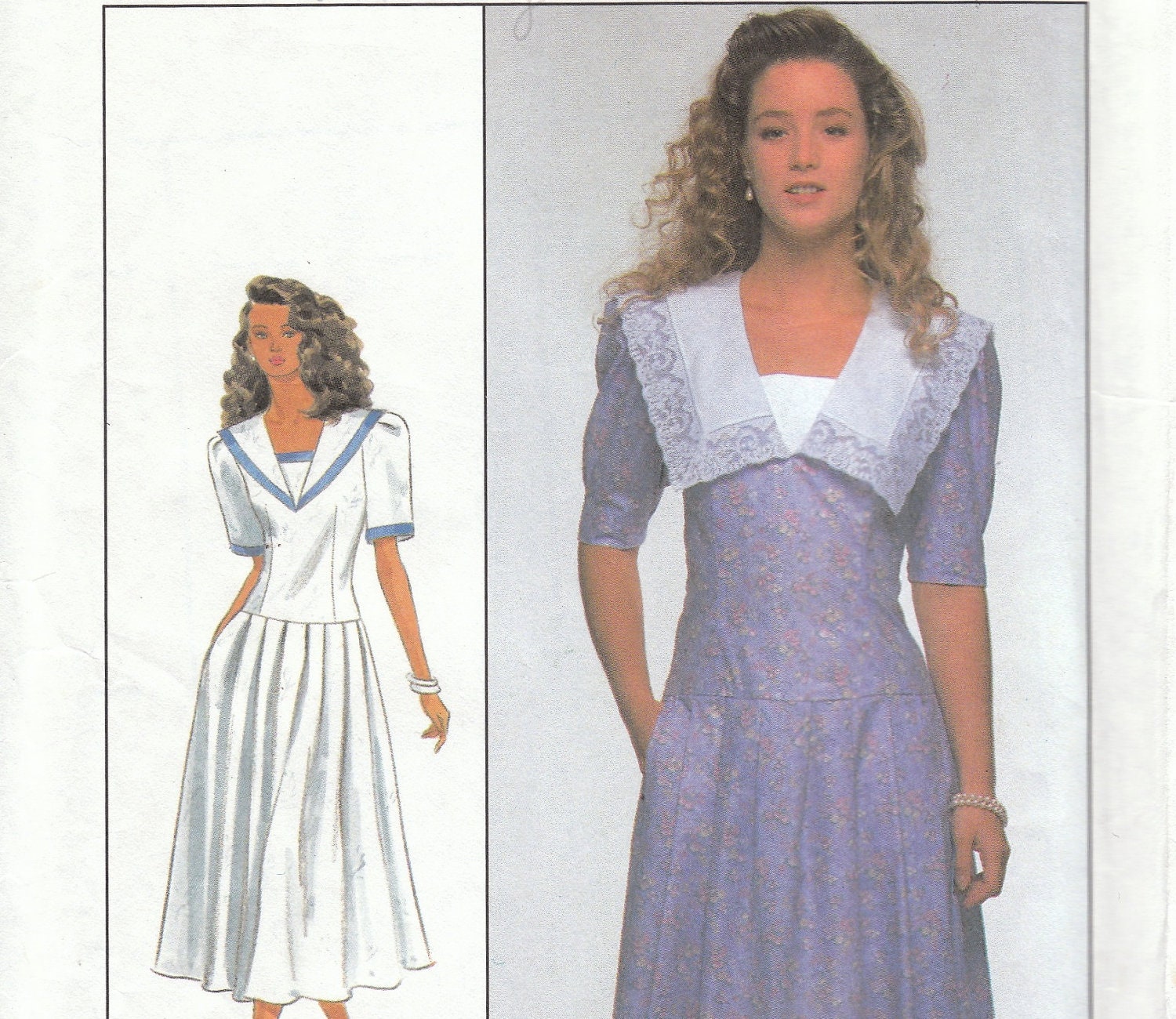 Sailor Collar Dress Pattern Simplicity 9092 Size 8 Uncut