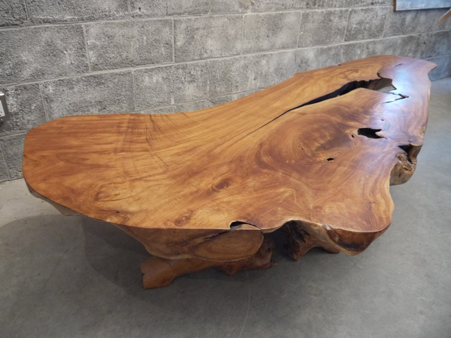 Teak live edge coffee table