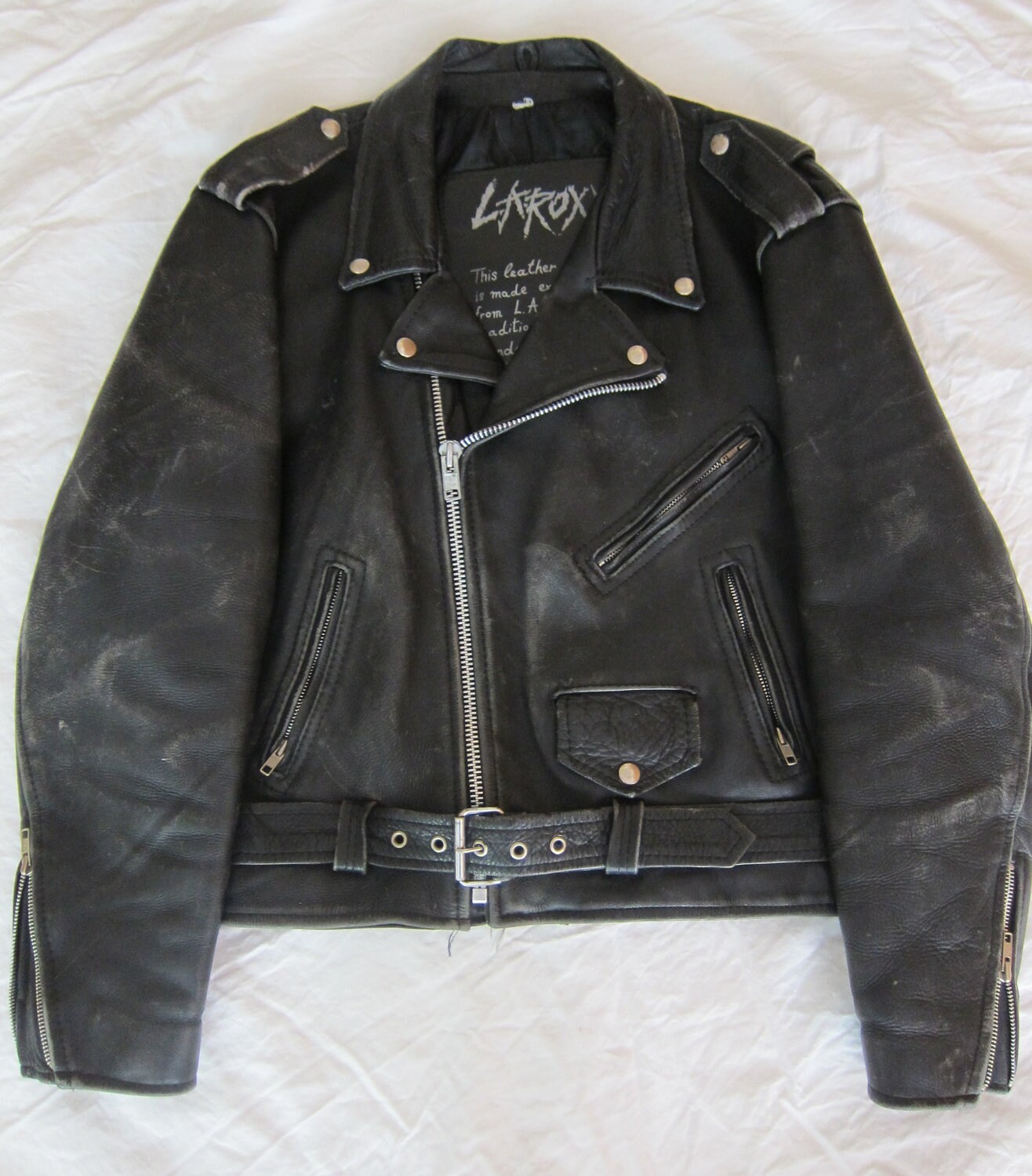 80s Vintage LA Roxx Hollywood Black Leather Motorcycle Rocker