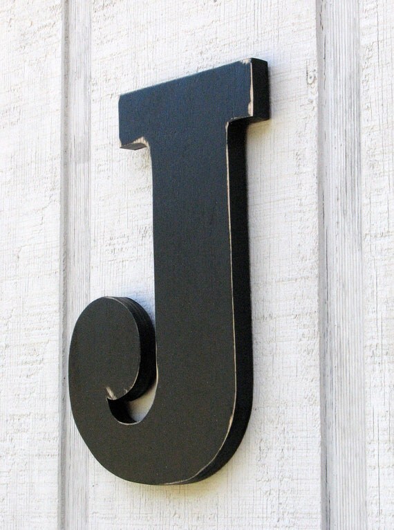 Baby Nursery Initial Rustic Wooden Letter J Distressed Painted