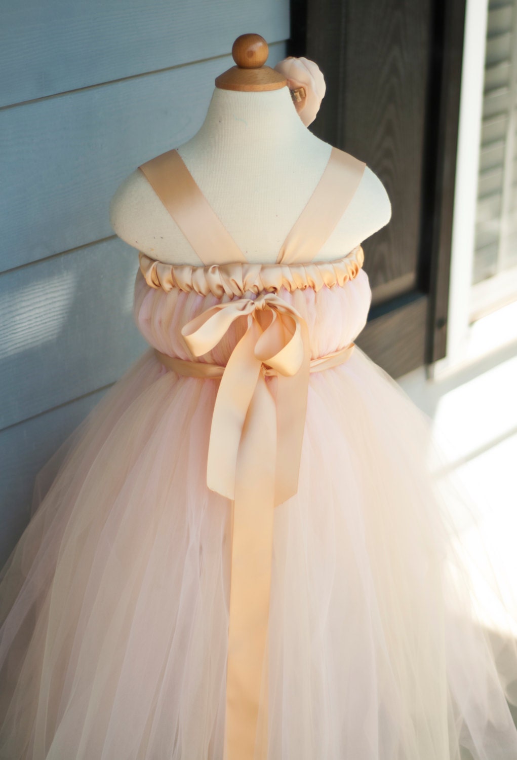 Flower Girl Tutu Dress Empire Waist Babydoll Style in Blush