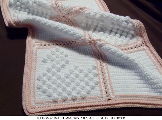 Crochet Blanket with Swan Bobble Pattern INSTANT DOWNLOAD PDF from Thomasina Cummings Designs