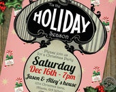 Retro Christmas Party Invitation with candy canes and steampunk inspiration Il_170x135