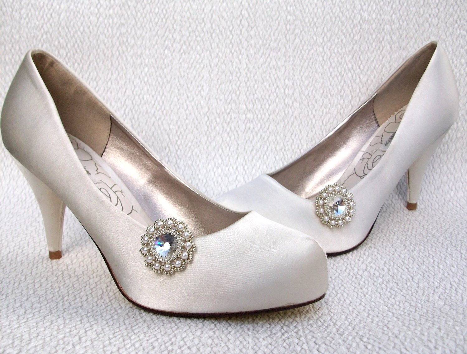 Shoe Clips Swarovski Crystal & Pearl Wedding Bridal Shoe Clips