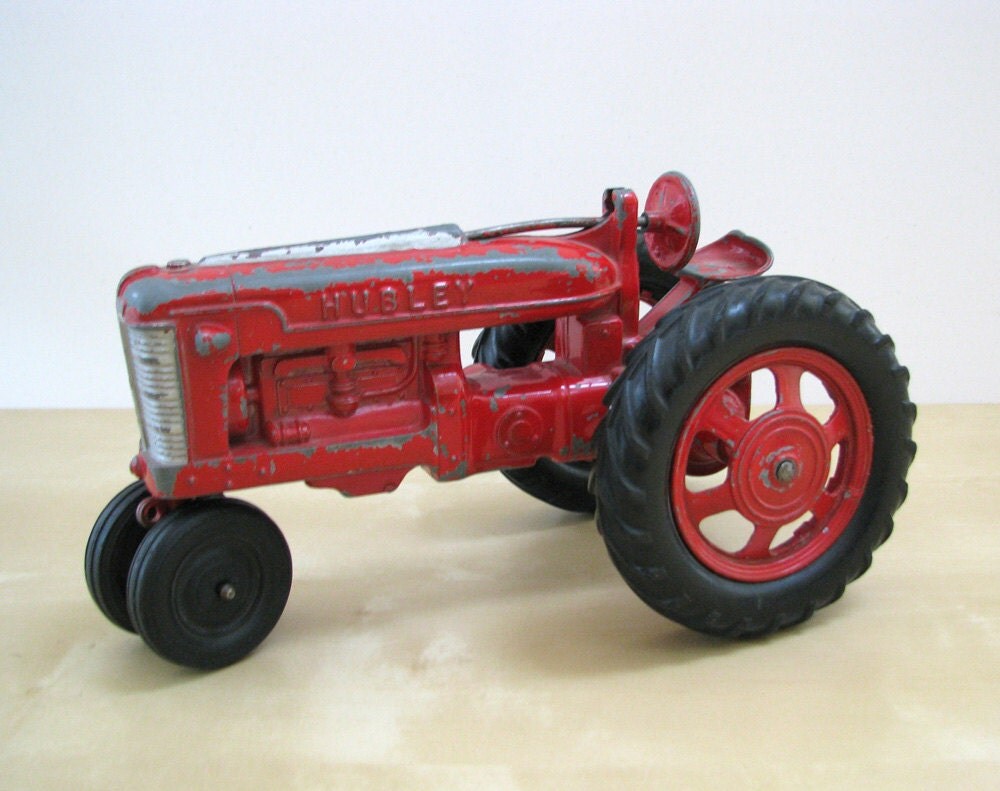 1950s Hubley Jr. Farm Toy Tractor Original Red Paint