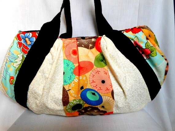 Kimono Large Bag Fabric Purse Handbag Tote Bag Pleated Bag