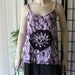 Vintage Ethnic Indian Print Cotton Gauze Purple Tie Dye Tank Top Hippie/Boho