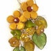 ORGANIC SUNFLOWER, Leather Flower Earrings, sterling silver, Swarovski Crystal, Australian Made
