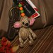 Knitted Mouse KeyChain Charm or zipper pull - Miniature Mouse doll with beads and attatchment ring
