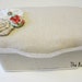 Custom Nursery Diapers Wipes Case - Shabby Chic Linen / Burlap with Pearl Rosette & Vintage Lace - Storage container Baby